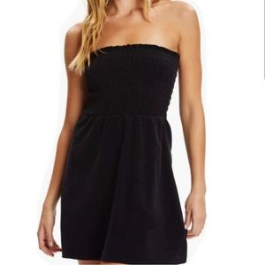 Juicy Couture Black Terry Cloth Smocked Sleeveless Swim Coverup Size Large